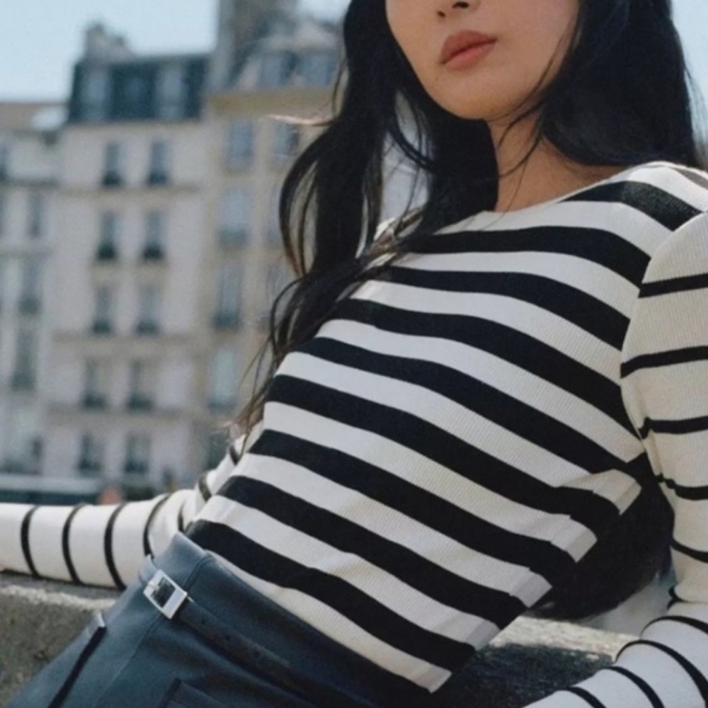 Anthro Striped Ribbed Shirt